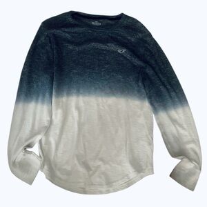 Hollister Blue and White Ombre Long Sleeve Crewneck Shirt